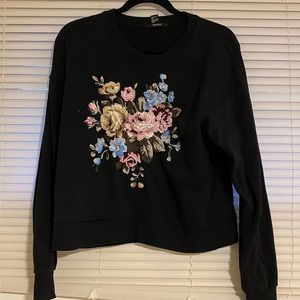 Forever 21: Embroidered Black Sweatshirt